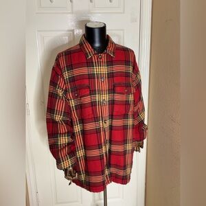 Abercrombie & Fitch Vintage Plaid Flannel Shirt Jacket Shacket Quilt Lined XL